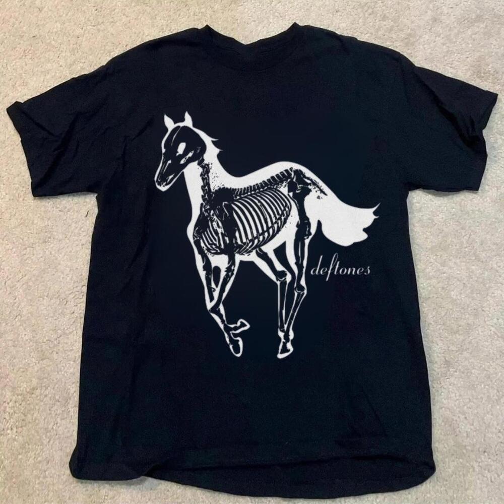 Black And White Deftones Horse Skeleton Tee